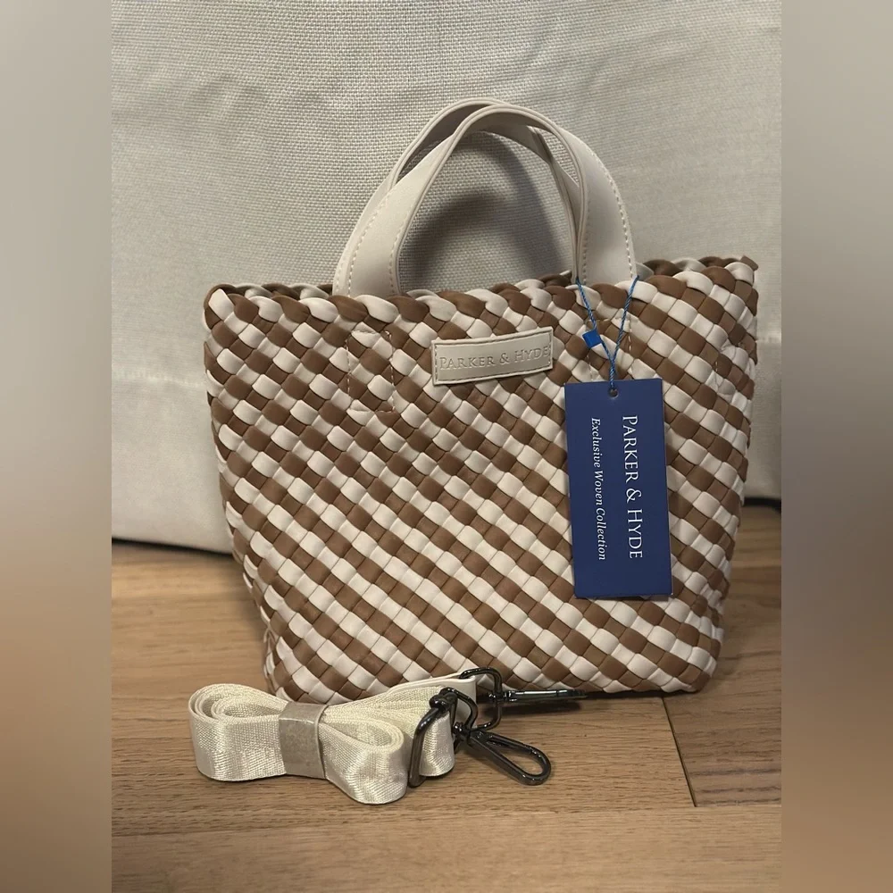 Parker & Hyde | NWT Hampton Mini Woven Tote in Camel - Picture 2 of 3